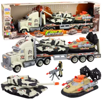 LEAN TOYS Militārais komplekts Armijas kravas automašīna Tanks Gaisa spilvens Kareivis