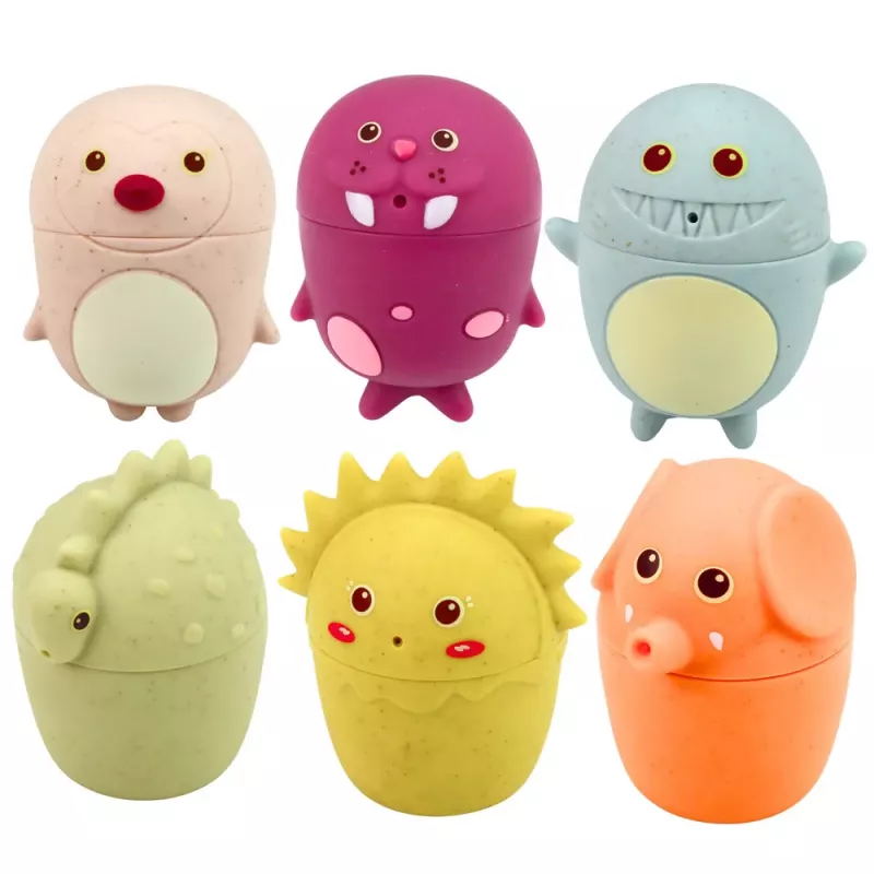 LEAN TOYS Izglītojošas vannas rotaļlietas Sensorās gumijas figūriņas Pasteļa 6 gab.