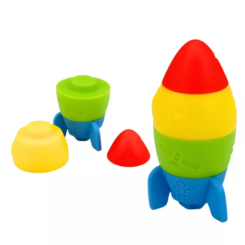 LEAN TOYS Gumijas bloku komplekts Tornis Raķete Kosmonauts Krāsains 11 gab.