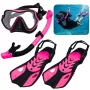 LEAN TOYS Snorkeling Set Fins Glasses Snorkel Black and Pink S/M