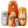 LEAN TOYS Koka matrjošku leļļu komplekts Meža dzīvnieki 6 gab.