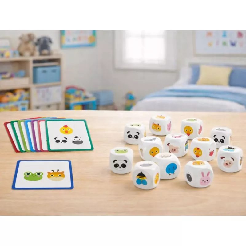 LEAN TOYS Izglītojoša spēle bērniem Saskaņo dzīvniekus Koka kauliņš Kartītes