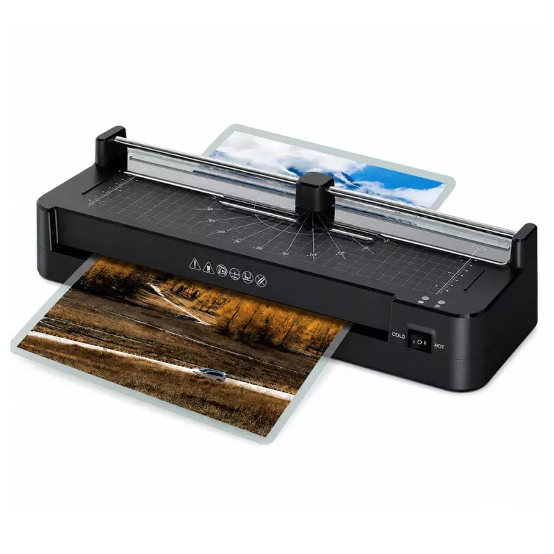 LEAN 3-in-1 Laminators ar blīvētāju un giljotīnu A3 foto dokumentiem melns