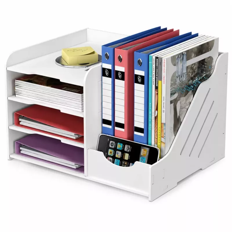 LEAN TOYS Koka galda organizators mapēm un dokumentiem A4 balts