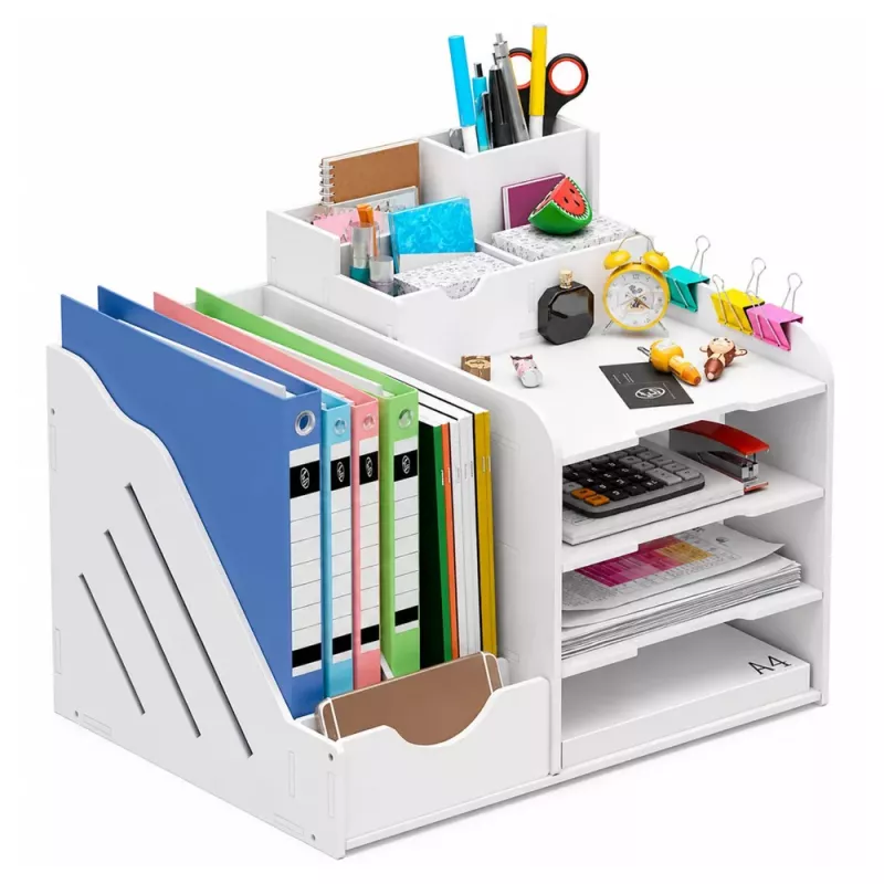 LEAN TOYS Koka galda organizators mapēm un dokumentiem A4 balts