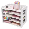 LEAN TOYS Office Organizer for Desk Wooden Shelves for A4 Documents White