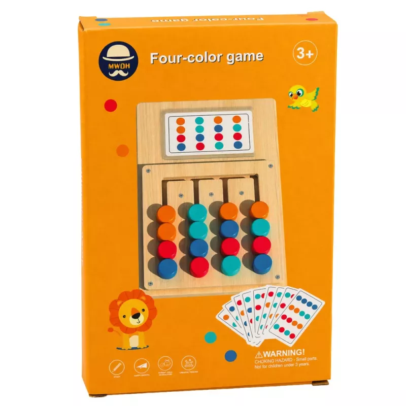 LEAN TOYS Wooden Logic Game Color Matching Puzzle Cards with Patterns 12pcs