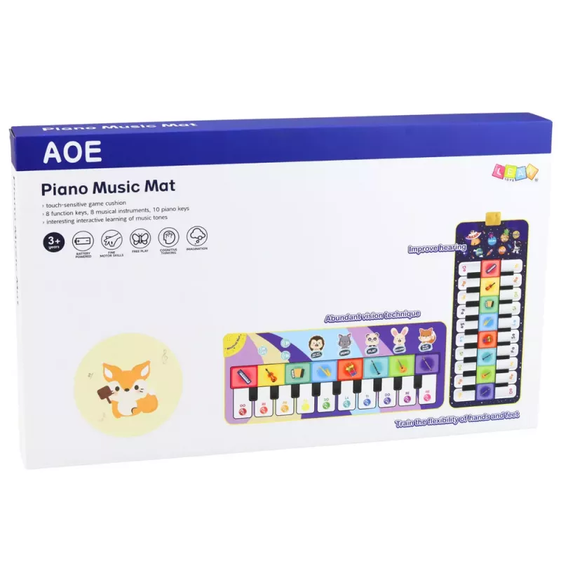 LEAN TOYS Muzikālais izglītojošais deju paklājs Interaktīvā klavieres Kosmoss 120 x 48 cm