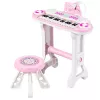 LEAN TOYS Elektroniskās klavieres bērniem ar krēslu, mikrofonu, MP3 - Rozā