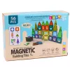 LEAN TOYS Magnētisko konstrukcijas bloku komplekts 3D logi krāsainiem paneļiem 56 gab.