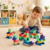 LEAN TOYS Mīksti sensoriskie silikona konstrukcijas bloki krāsaini 80 gab.