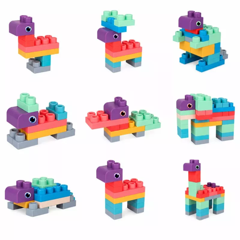LEAN TOYS Mīksti sensoriskie konstrukciju bloki maisiņā bērniem, krāsaini, 30 gab.