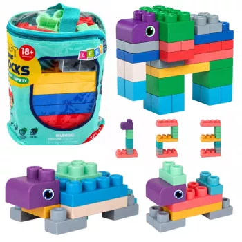 LEAN TOYS Mīksti sensoriskie konstrukciju bloki maisiņā bērniem, krāsaini, 30 gab.