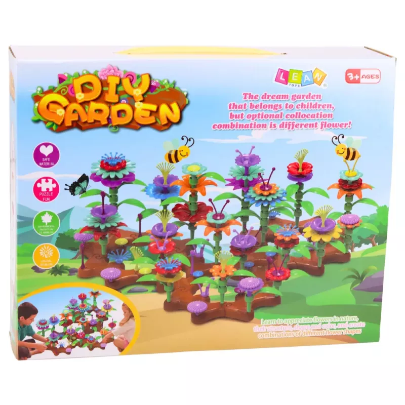 LEAN TOYS DIY Flowers Colorful Garden Construction Blocks Set 148 pcs.