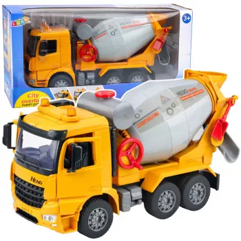 LEAN TOYS Būvniecības kravas auto betona maisītājs ar rotējošu cilindru, gaismām un skaņām