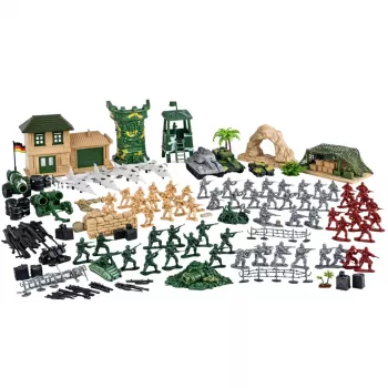 LEAN TOYS Militārā bāze figūras karavīri transportlīdzekļi lielais militārais komplekts 300 gab.