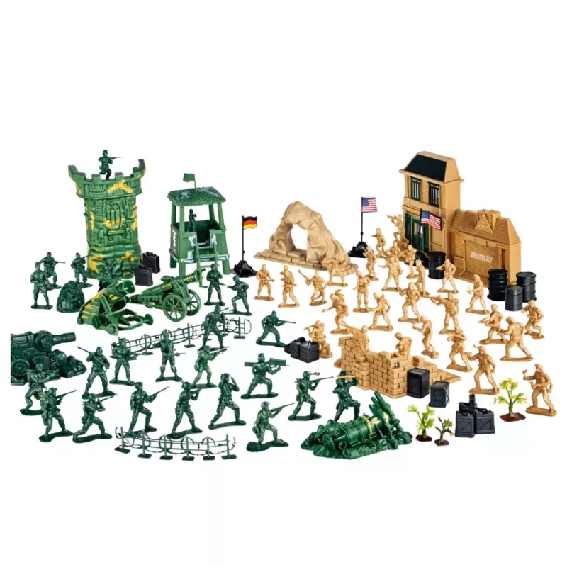 LEAN TOYS Militārā bāze figūras karavīri transportlīdzekļi lielais militārais komplekts 400 gab.
