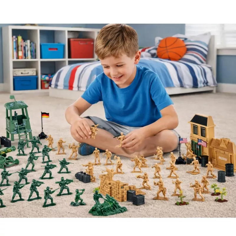 LEAN TOYS Militārā bāze figūras karavīri transportlīdzekļi lielais militārais komplekts 400 gab.