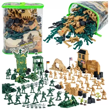 LEAN TOYS Militārā bāze figūras karavīri transportlīdzekļi lielais militārais komplekts 400 gab.