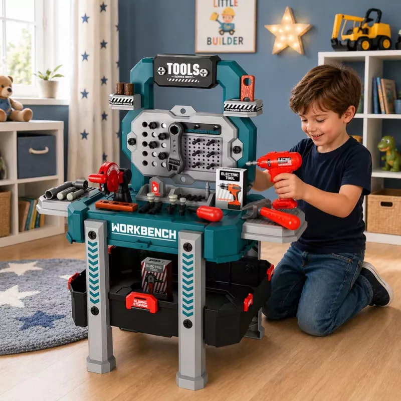 LEAN TOYS DIY komplekts 2-in-1 Darbagalds Čemodāns Darbnīca Skrūvgriezis 78 gab.