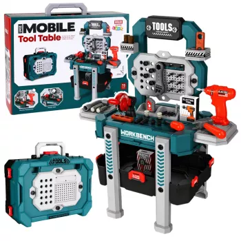 LEAN TOYS DIY komplekts 2-in-1 Darbagalds Čemodāns Darbnīca Skrūvgriezis 78 gab.