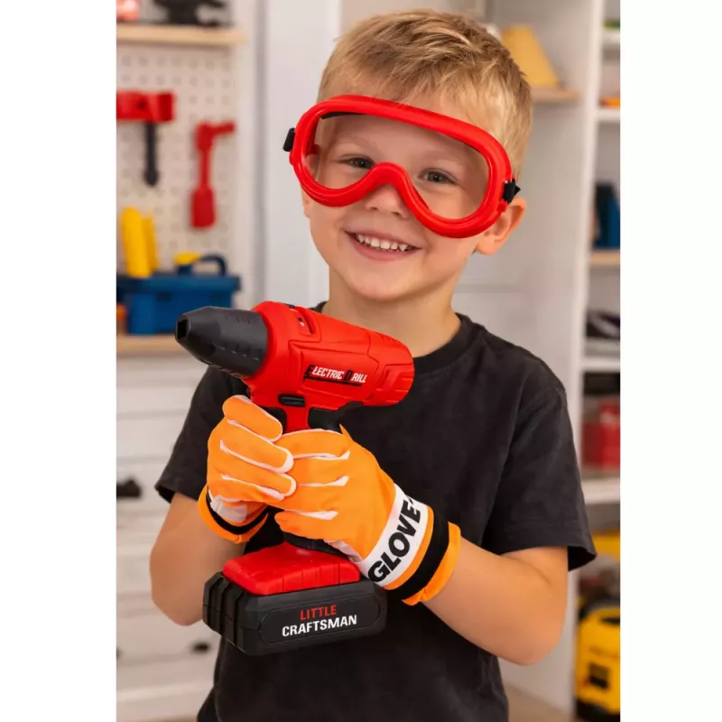 LEAN TOYS Liels darbarīku komplekts bērniem ar bateriju darbināmu skrūvgriezi un slīpmašīnu, 28 gab.