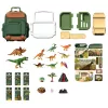 LEAN TOYS Dinozauru komplekts mugursomā, koferī, figūriņas, izglītojošas kartītes, aksesuāri, 30 gab.