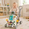 LEAN TOYS Interaktīvs izglītojošs velosipēds, stūmējs, galds, skrejritenis 5 in 1 Pelēks