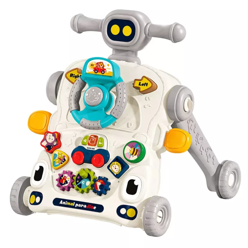LEAN TOYS Interaktīvs izglītojošs velosipēds, stūmējs, galds, skrejritenis 5 in 1 Pelēks