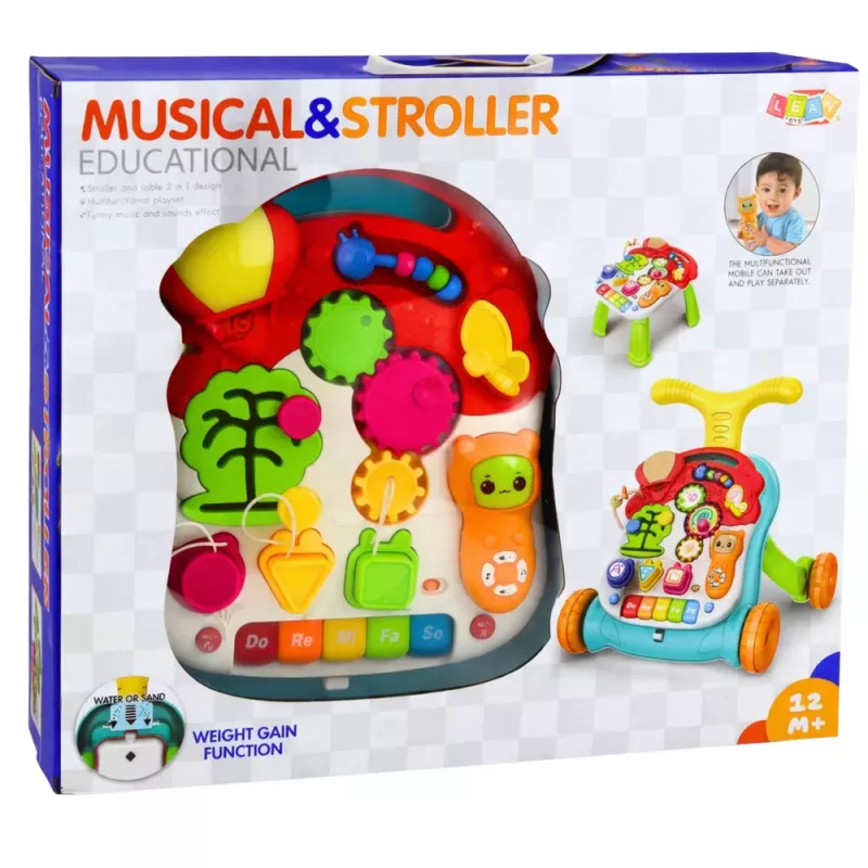 LEAN TOYS Izglītojošs staigulītis ar aktivitāšu paneli 5-in-1 Daudzkrāsains