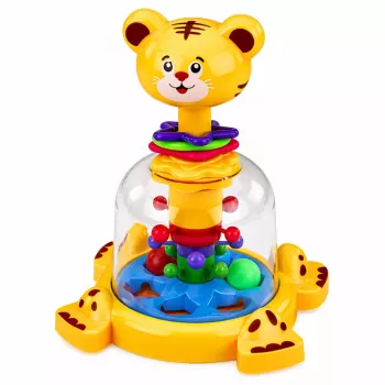 LEAN TOYS Interaktīvā tīģerkasīša virpuļtopa ar virpuļbumbiņām mazuļiem