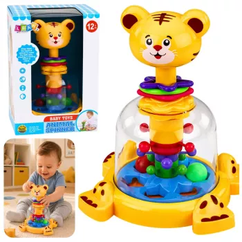 LEAN TOYS Interaktīvā tīģerkasīša virpuļtopa ar virpuļbumbiņām mazuļiem