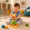 LEAN TOYS Interaktīva žirafes griežamā virsma ar griežamām bumbiņām zīdaiņiem