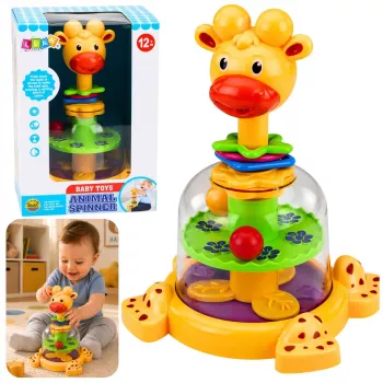 LEAN TOYS Interaktīva žirafes griežamā virsma ar griežamām bumbiņām zīdaiņiem
