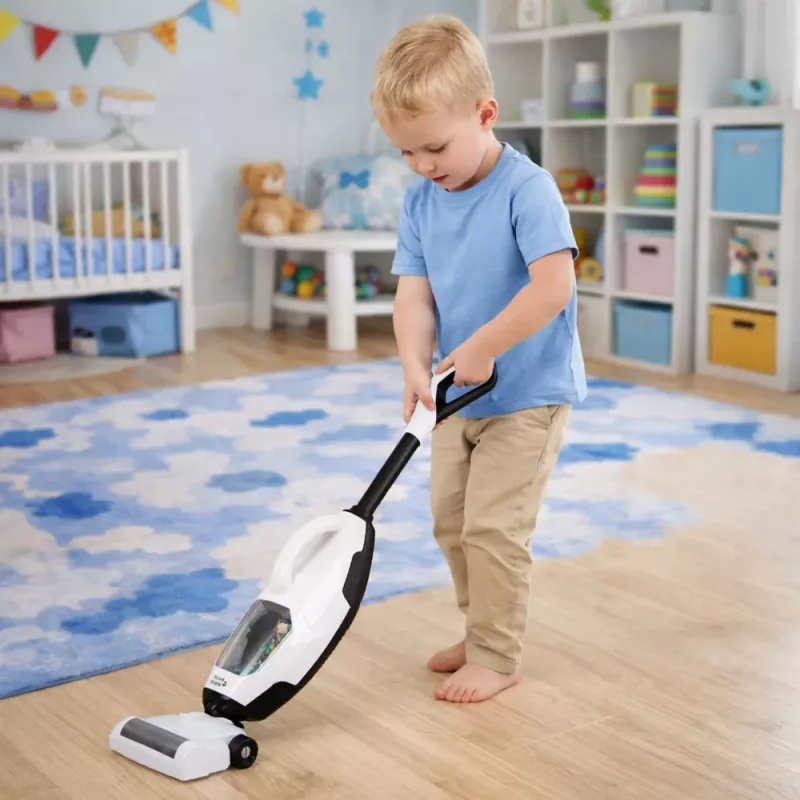 LEAN TOYS Bērnu rotaļu putekļsūcējs vertikāls rokas 2-in-1 sūkšanas funkcija skaņas
