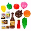LEAN TOYS Liels iepirkumu ratiņš bērniem Pārtikas preces Rozā 52cm 46 gab.