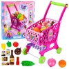 LEAN TOYS Liels iepirkumu ratiņš bērniem Pārtikas preces Rozā 52cm 46 gab.