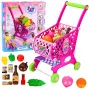 LEAN TOYS Liels iepirkumu ratiņš bērniem Pārtikas preces Rozā 52cm 46 gab.
