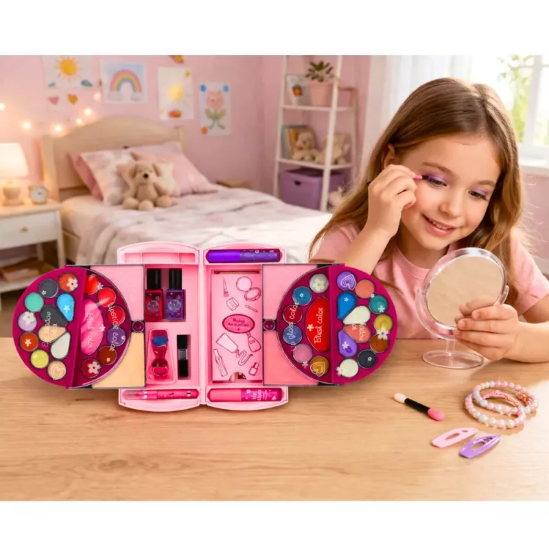 LEAN TOYS Beauty Set for Makeup and Nails Cosmetics Eyeshadows Nail Polishes Case