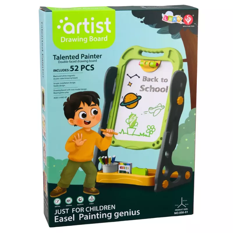 LEAN TOYS Divpusējs magnētiskais krīta dēlis, sausās dzēšanas, zaļš, 52 gab.