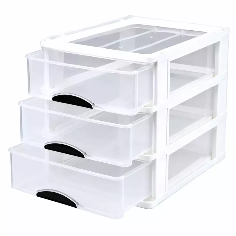 LEAN Multifunctional Organizer 3 Drawers Plastic Container White