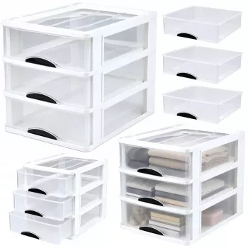 LEAN Multifunctional Organizer 3 Drawers Plastic Container White