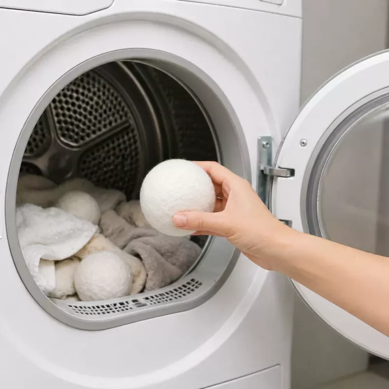 LEAN Natural Wool Tumble Dryer Balls Hypoallergenic White 7cm 6pcs