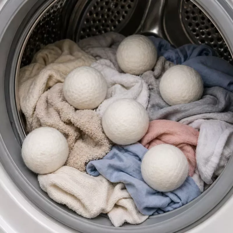 LEAN Natural Wool Tumble Dryer Balls Hypoallergenic White 7cm 6pcs