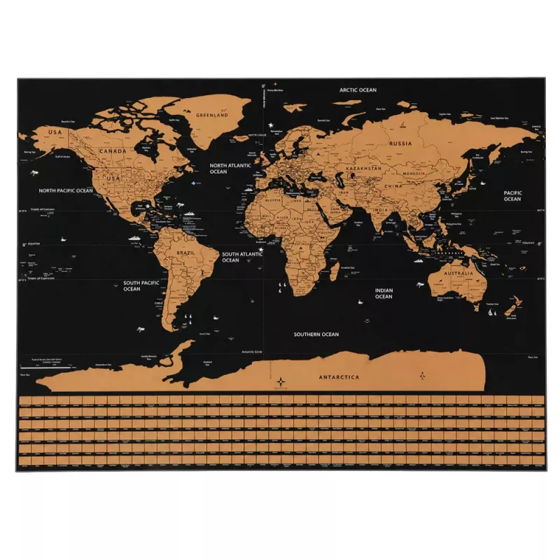 LEAN World Map Scratch Poster for Travelers 82 x 59 cm