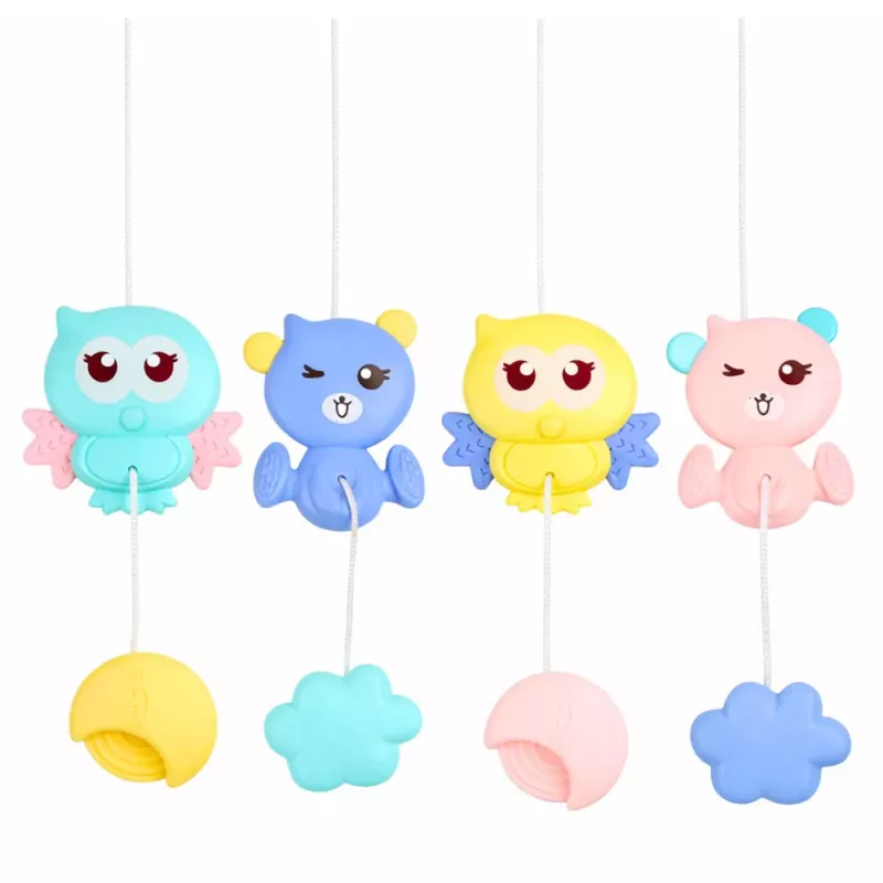 LEAN TOYS Crib Carousel Projector 2 in 1 Melodies Animal Sounds Remote Control Pink