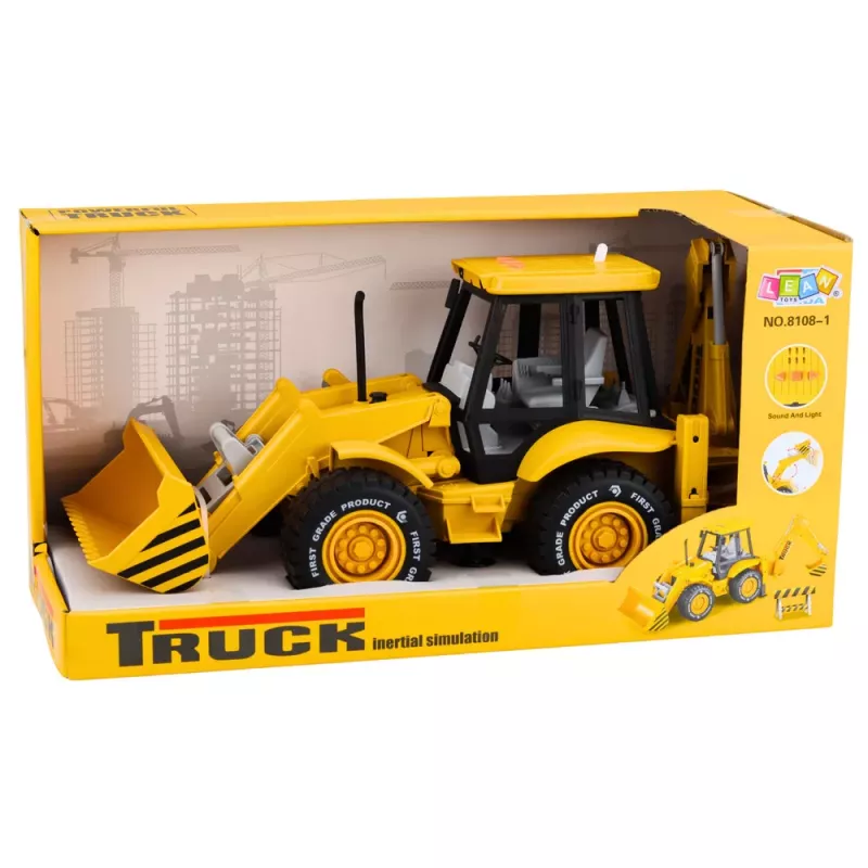 LEAN TOYS Construction Excavator Loader Bulldozer ar piedziņu, gaismām un skaņām - Dzeltens