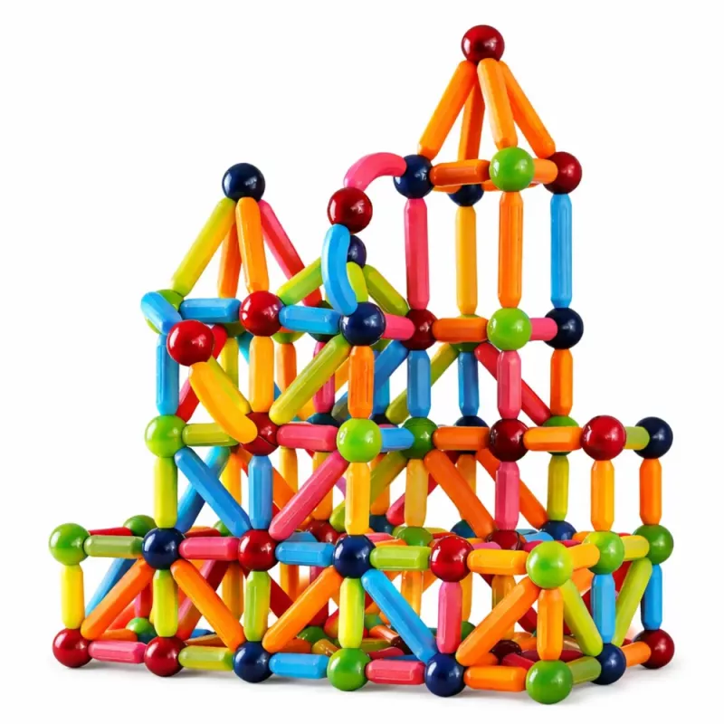 LEAN TOYS Magnētisko konstrukciju nūjiņu komplekts Krāsains 166 gab.