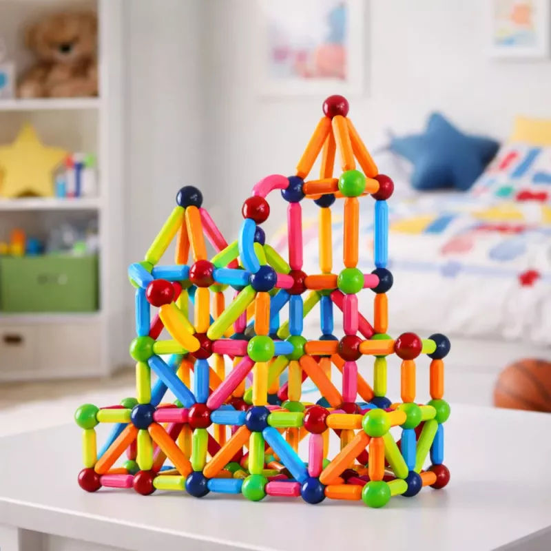 LEAN TOYS Magnētisko konstrukciju nūjiņu komplekts Krāsains 166 gab.