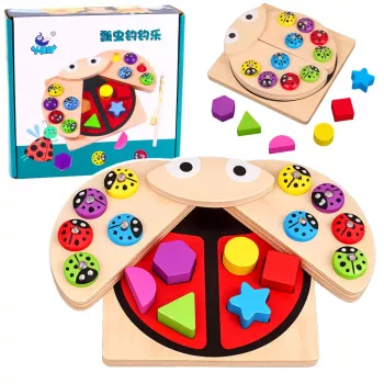 LEAN TOYS Koka mārīšu ķeršanas spēle Izglītojoša puzle Mārīšu šķirotājs